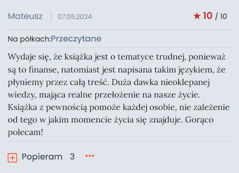 Opinia czytelnika o książce Metamorfoza Finansowa